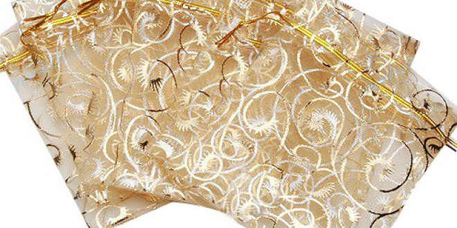 100pcs Champagne Eyelash Organza Drawstring Pouches Jewelry Party Wedding Favor Gift Bags 3.5″X4.3″