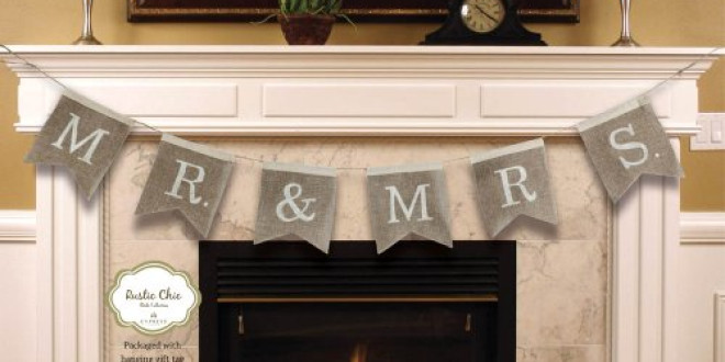 Mr. And Mrs. Burlap Wedding Bunting Banner