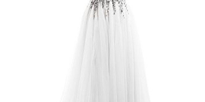 2018 Prom Dresses Deep V Neck Sequins Tulle and Lace Sex High Split Long Evening Dresses HFY170503-White-US8