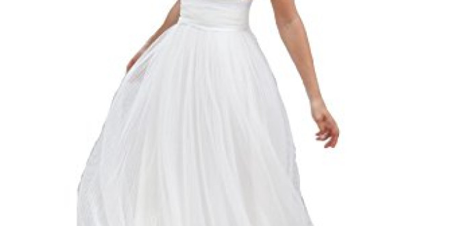 Irenwedding Women’s Spaghetti Ruched Empire Waist Open Back Beach Wedding Dress White US16
