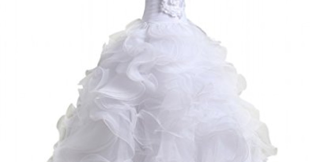 Bridal Mall Women’s Organza Sweetheart Neckline Cascading Ruched Wedding Dress