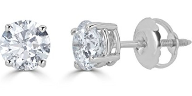 14k White Gold Round-Cut Diamond Stud Earrings (1/2cttw, J-K Color, I2-I3 Clarity)