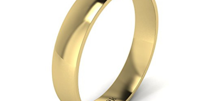 LANDA JEWEL Unisex Solid 10k Yellow Gold 4mm Comfortable Traditional Highly Polished Wedding Ring Plain Band (4.5)