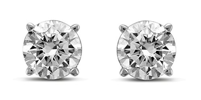 Diamond Jewel 14K Gold Round Diamond Stud Earrings (White-Gold, 1)