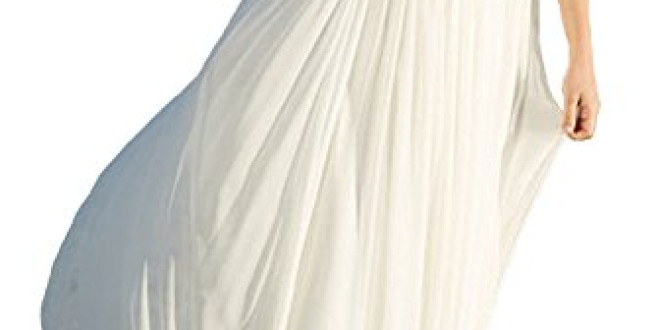 Lovelybride Elegant a Line Empire Long Chiffon Bridal Beach Wedding Dress (2, White)