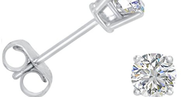 AGS Certified 1/2ct tw.Round Diamond Stud Earrings set in 14K White Gold
