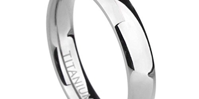 TIGRADE 4mm Titanium Ring Plain Dome High Polished Wedding Band Ring Comfort Fit Size 4-15(Titanium, 8)