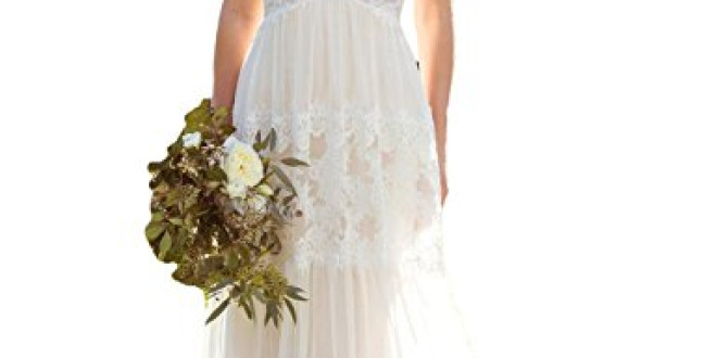 Dressesonline Women’s Bohemian Wedding Dresses Lace Bridal Gown Backless Vestido De Noivas US16