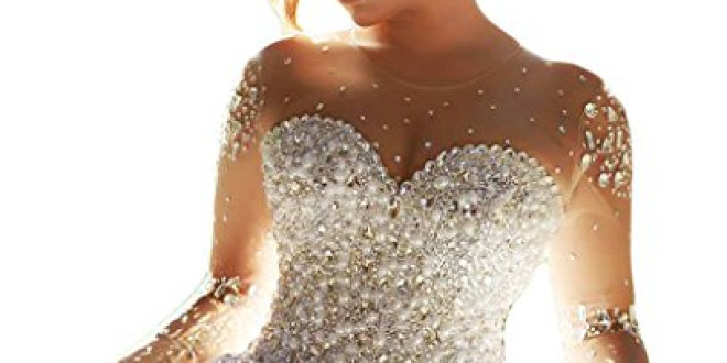 ScelleBridal Gorgeous 2016 Pearls Beading Long Sleeves Ball Wedding Dresses for Bride White 8