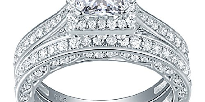 Newshe Engagement Wedding Ring Set for Women 925 Sterling Silver 1.5ct Princess White AAA Cz Size 8