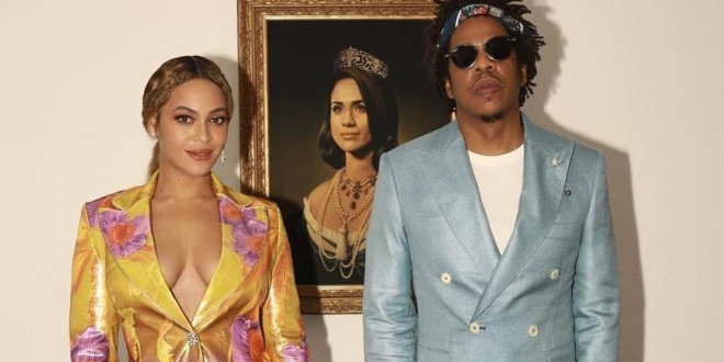 Beyoncé and Jay Z Used Meghan Markle's Portrait as the Backdrop of Their Brit Awards Speech
