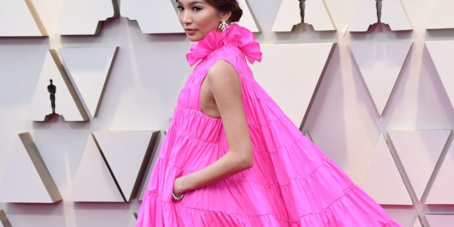 Gemma Chan's Oscars Red Carpet Hair Accessory Is Bridal AF